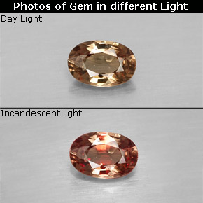 Grenat à changement de couleur multicolore naturelle coupe ovale, 0,65 ct, VVS