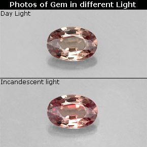 Grenat à changement de couleur de couleur changeante naturelle coupe ovale, 0,61 ct, VVS-VS