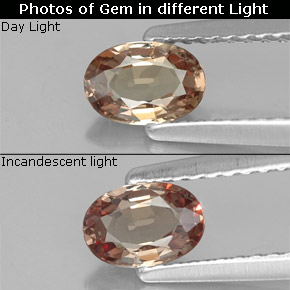 Grenat à changement de couleur multicolore naturelle coupe ovale, 0,57 ct, VVS