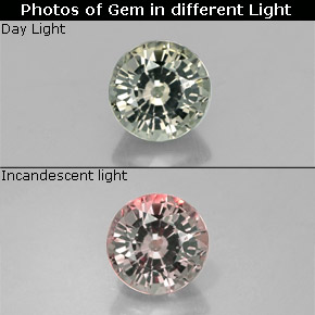 Grenat à changement de couleur multicolore naturelle coupe roude, 0,59 ct, VVS-VS