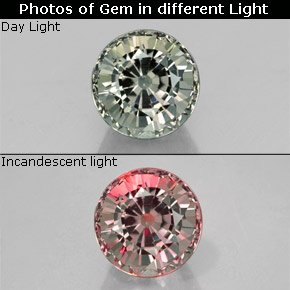 Grenat à changement de couleur multicolore naturelle coupe roude, 0,97 ct, VVS-VS