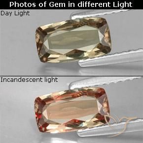 0.87ct Naturel Or Grenat Couleur Changeant, Coussin, VS-SI