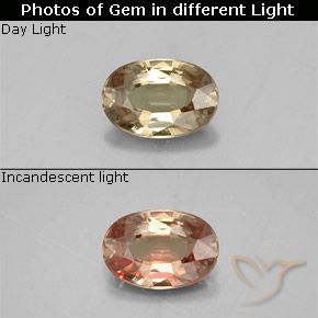 0.58ct Naturel Brun doré Grenat Couleur Changeant, ovale, VVS-VS