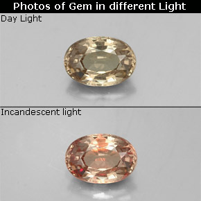 Grenat à changement de couleur jaune naturelle coupe ovale, 0,62 ct, VS