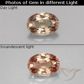 Grenat à changement de couleur jaune naturelle coupe ovale, 0,63 ct, VVS-VS
