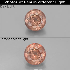 Grenat Couleur Changeant Rose à Orange naturelle Coupe roude, 0.45 ct, VS-SI