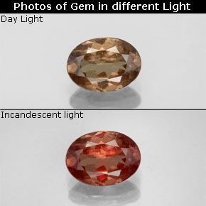 Grenat à changement de couleur de couleur changeante naturelle coupe ovale, 1,00 ct, VS-SI