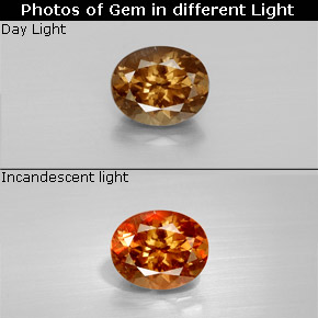 Grenat à changement de couleur multicolore naturelle coupe ovale, 1,63 ct, VS-SI