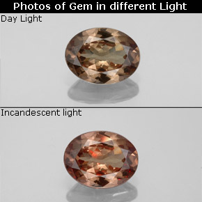 Grenat à changement de couleur marron naturelle coupe ovale, 1,41 ct, VS