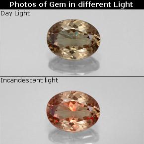 Grenat à changement de couleur marron naturelle coupe ovale, 1,48 ct, VS-SI