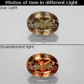 Grenat Couleur Changeant Brun Doré à Orange naturelle Coupe ovale, 1.55 ct, VS