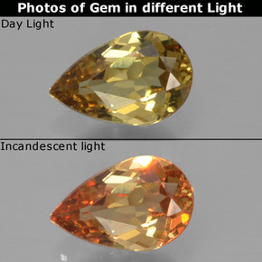 Grenat à changement de couleur multicolore naturelle en forme de poire, 0,47 ct, VVS