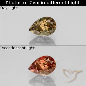 0.61ct Naturel Brun doré Grenat Couleur Changeant, En forme de poire, VVS-VS