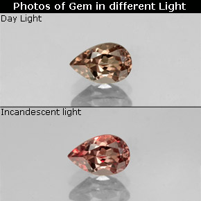 Grenat à changement de couleur de couleur changeante naturelle en forme de poire, 0,60 ct, VVS-VS