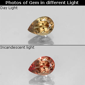 Grenat à changement de couleur multicolore naturelle en forme de poire, 0,57 ct, VS