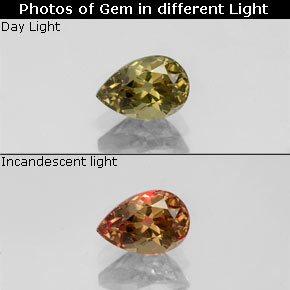 Grenat à changement de couleur multicolore naturelle en forme de poire, 0,63 ct, VS