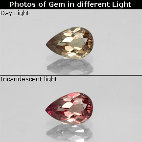 Grenat à changement de couleur de couleur changeante naturelle en forme de poire, 0,73 ct, VS