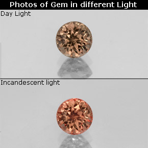 Grenat Couleur Changeant Brun Doré à Orange naturelle Coupe roude, 0.61 ct, VVS-VS