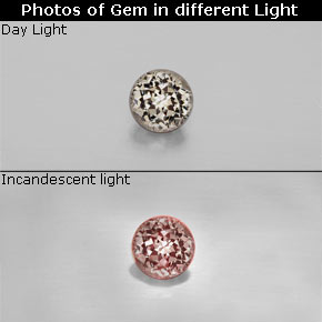 Grenat à changement de couleur multicolore naturelle coupe roude, 0,38 ct, VS