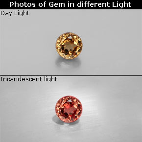Grenat à changement de couleur multicolore naturelle coupe roude, 0,43 ct, VS