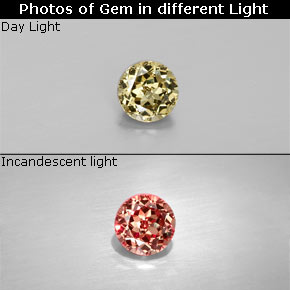 Grenat à changement de couleur multicolore naturelle coupe roude, 0,44 ct, VS