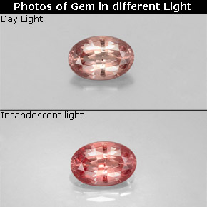 Grenat Couleur Changeant Rose à Orange naturelle Coupe ovale, 0.54 ct, VS