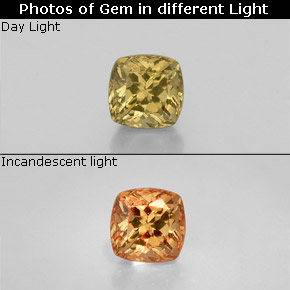 Grenat Couleur Changeant Brun Doré à Orange naturelle Coupe coussin, 0.50 ct, VS
