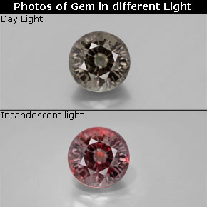 Grenat à changement de couleur multicolore naturelle coupe roude, 1,18 ct, VS-SI