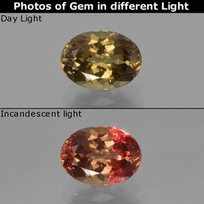 Grenat à changement de couleur multicolore naturelle coupe ovale, 1,18 ct, VVS-VS