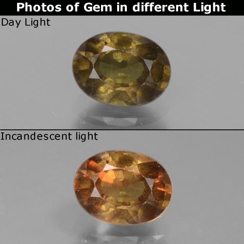 Grenat à changement de couleur marron naturelle coupe ovale, 1,32 ct, VS-SI