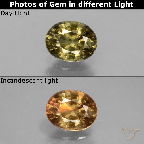 Grenat à changement de couleur marron naturelle coupe ovale, 0,92 ct, VS-SI