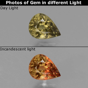 Grenat à changement de couleur multicolore naturelle en forme de poire, 0,42 ct, VS