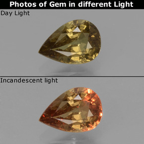 Grenat Couleur Changeant Brun verdâtre à rouge-rose naturelle En forme de poire, 0.61 ct, VS