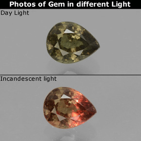 Grenat à changement de couleur multicolore naturelle en forme de poire, 0,52 ct, VS