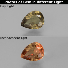 Grenat Couleur Changeant Vert à Rouge-Rose naturelle En forme de poire, 0.73 ct, VS