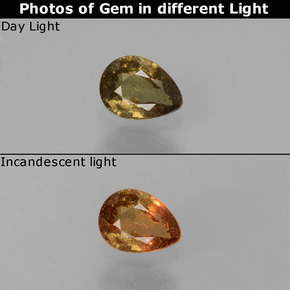 Grenat à changement de couleur multicolore naturelle en forme de poire, 0,46 ct, VS