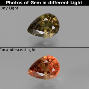 Grenat à changement de couleur de couleur changeante naturelle en forme de poire, 0,86 ct, VS