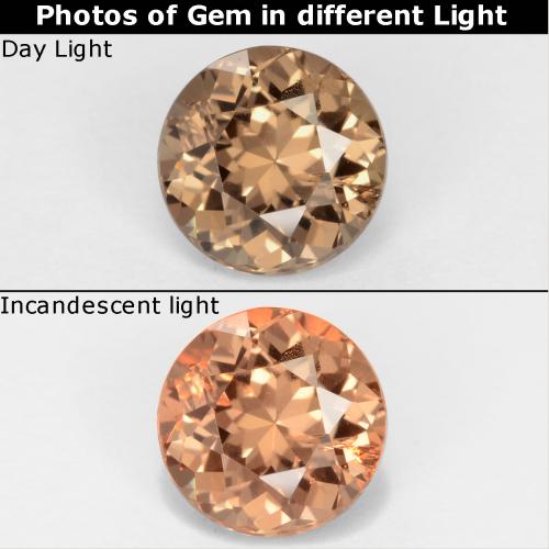 Grenat Couleur Changeant Brun doré naturelle Coupe roude, 0.87 ct, VS