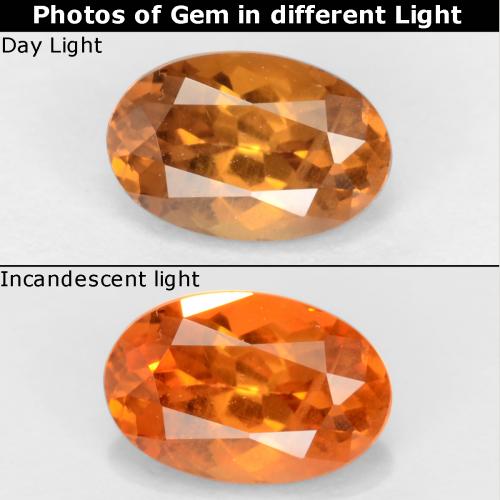 Grenat à changement de couleur marron naturelle coupe ovale, 0,61 ct, VS