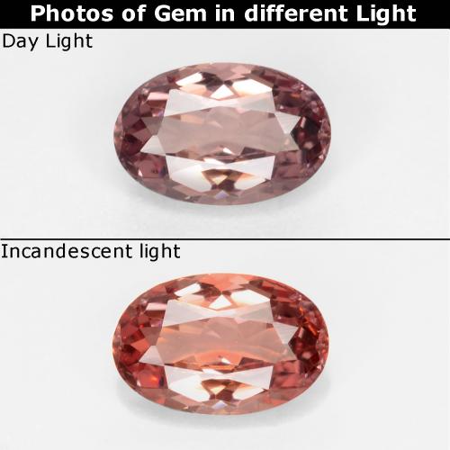 Grenat à changement de couleur marron naturelle coupe ovale, 0,57 ct, VVS-VS