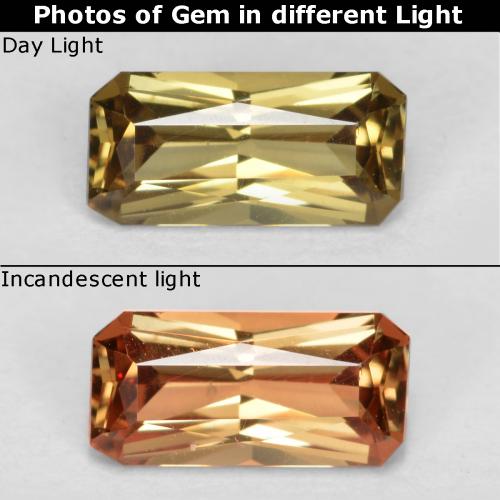 Grenat Couleur Changeant Jaune moyen naturelle Taille émeraude, 0.66 ct, VS