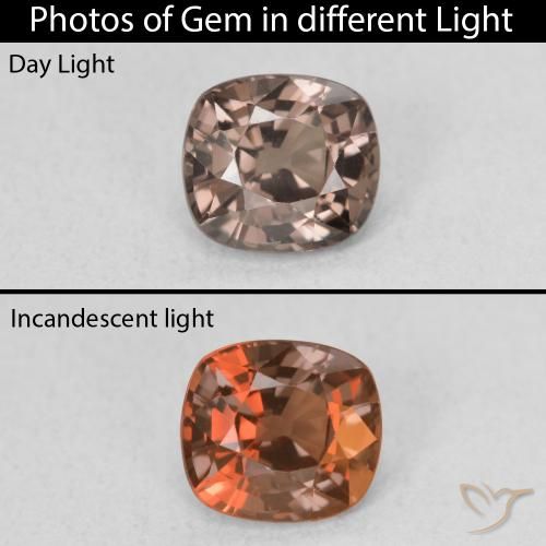 1.02ct Naturel Brun léger moyen Grenat Couleur Changeant, Coussin, VVS-VS