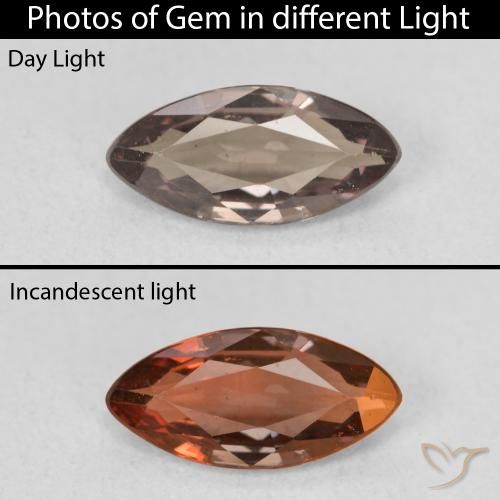 1.23ct Naturel Brun léger moyen Grenat Couleur Changeant, Marquise, VVS-VS