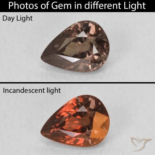 1.23ct Naturel Brun léger moyen Grenat Couleur Changeant, En forme de poire, VVS-VS