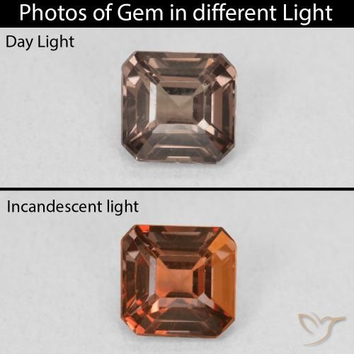 Grenat à changement de couleur marron naturelle taille émeraude, 0,97 ct, VVS-VS
