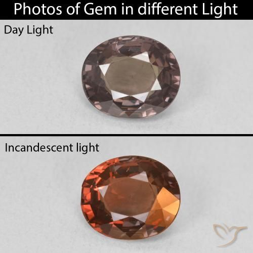 1.76ct Naturel Brun léger moyen Grenat Couleur Changeant, ovale, VVS-VS