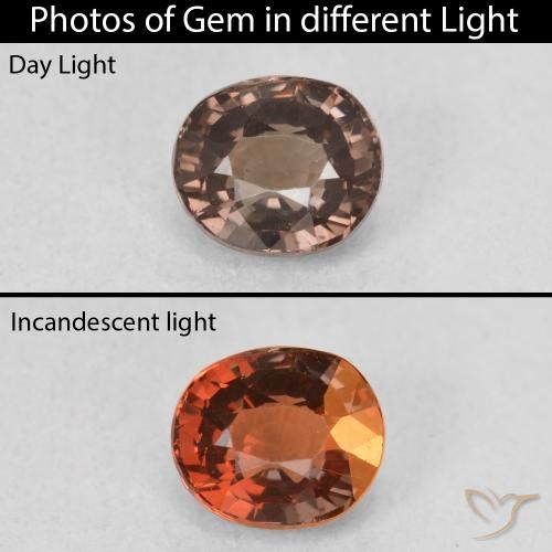1.07ct Naturel Brun léger moyen Grenat Couleur Changeant, ovale, VVS-VS
