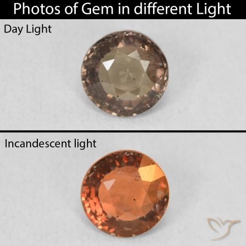 Grenat à changement de couleur marron naturelle coupe roude, 0,90 ct, VS