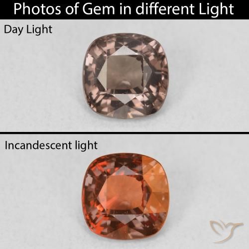 1.05ct Naturel Brun léger moyen Grenat Couleur Changeant, Coussin, VS