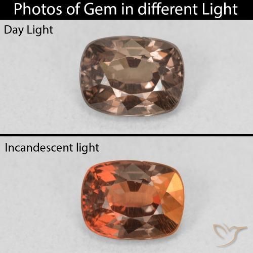 Grenat Couleur Changeant Brun léger moyen naturelle Coussin, 0.98 ct, VS